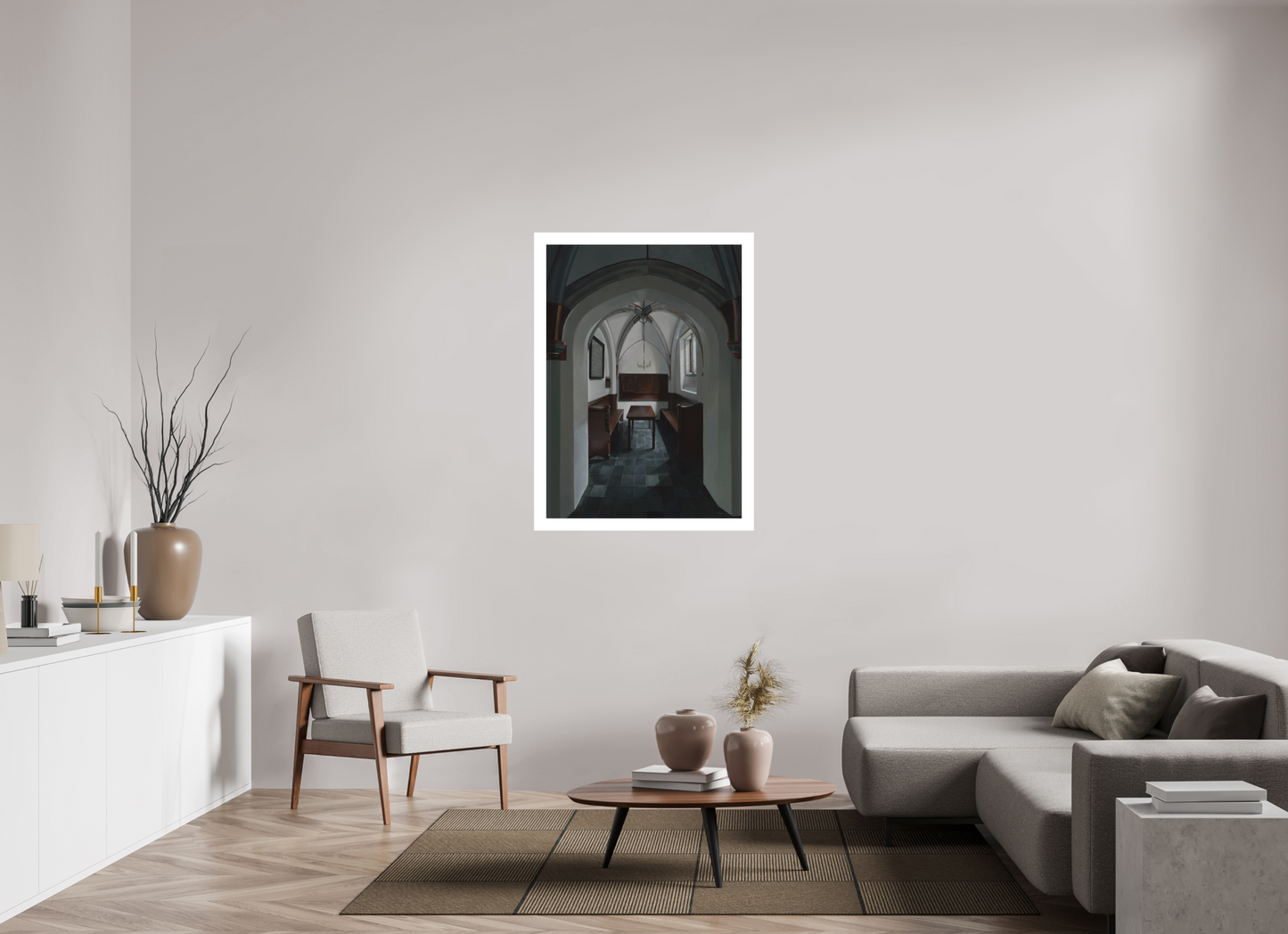 80 x 112 cm, Artprint op aquarelpapier Chapel of the Holy Spirit at the St. Bavochurch Haarlem