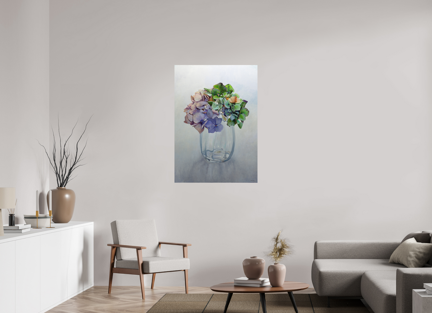 80 x 113,5 cm, Directdruk op dibond Hortensia