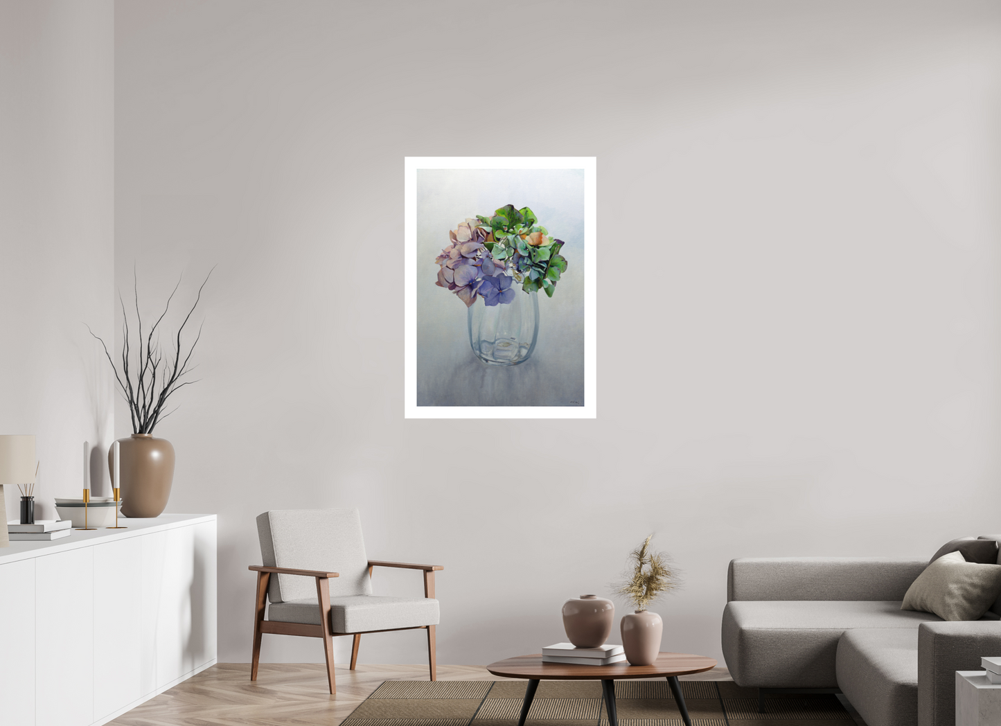 70 x 99,3 cm, Artprint op aquarelpapier Hortensia