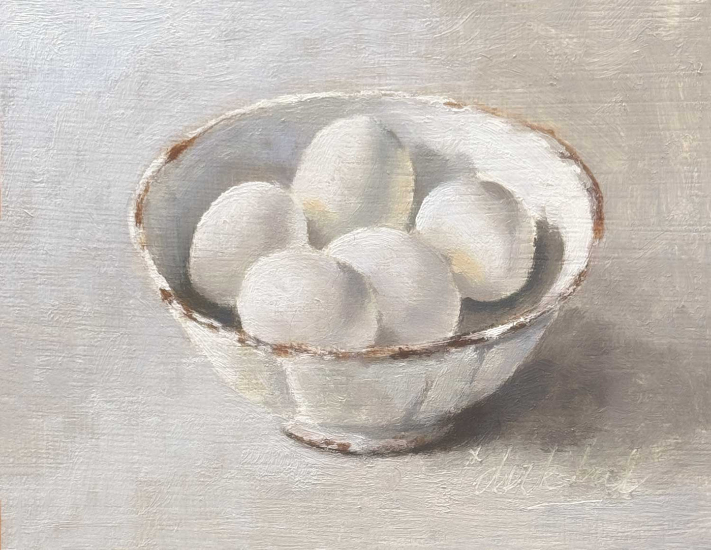 Eggs in old French bowl