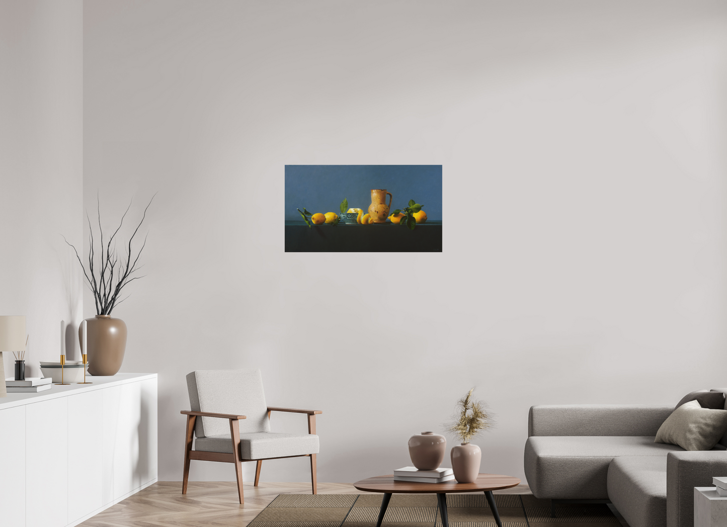 90,2 x 50 cm, Directdruk op dibond Lemons and Pottery