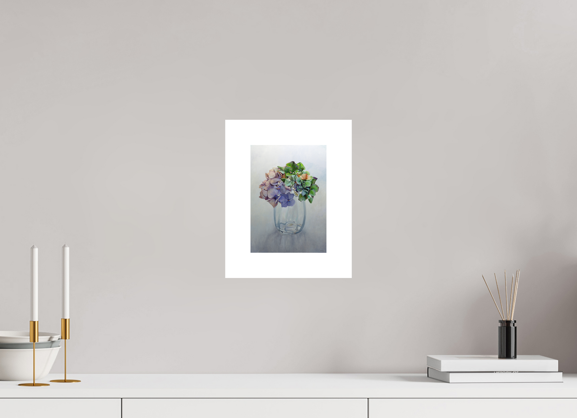 15 x 21,3 cm, Artprint op aquarelpapier Hortensia