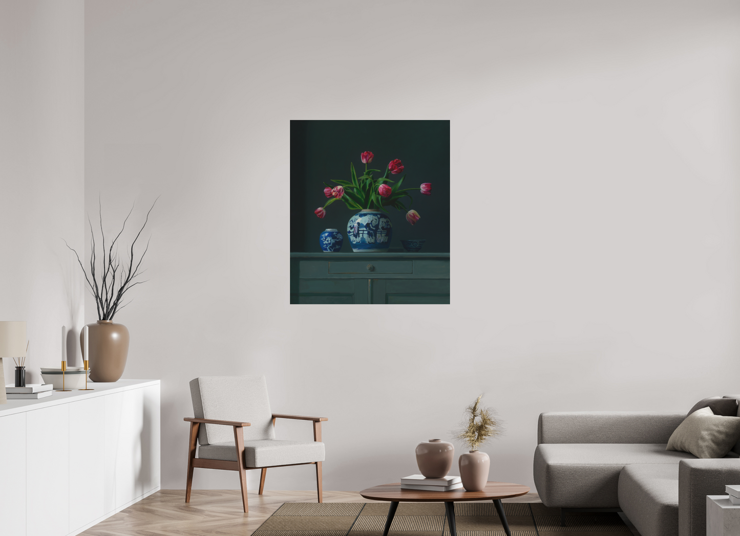 90 x 103,8 cm, Directdruk op dibond Tulips