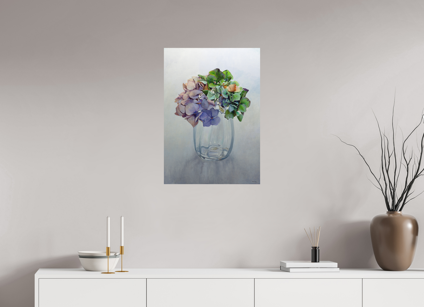 50 x 70,9 cm, Directdruk op dibond Hortensia