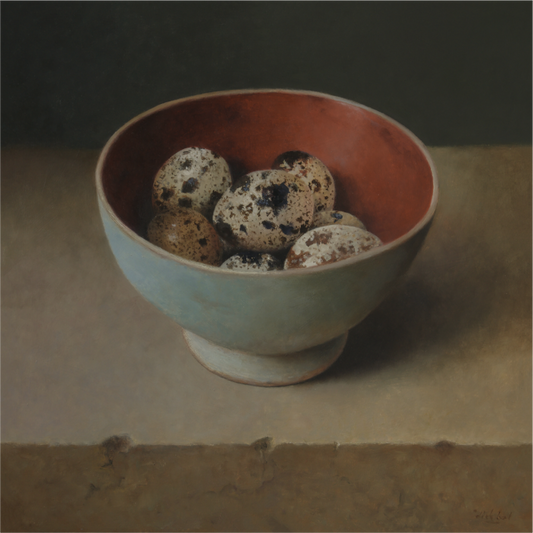 Main image Quail Eggs in Wooden Bowl
