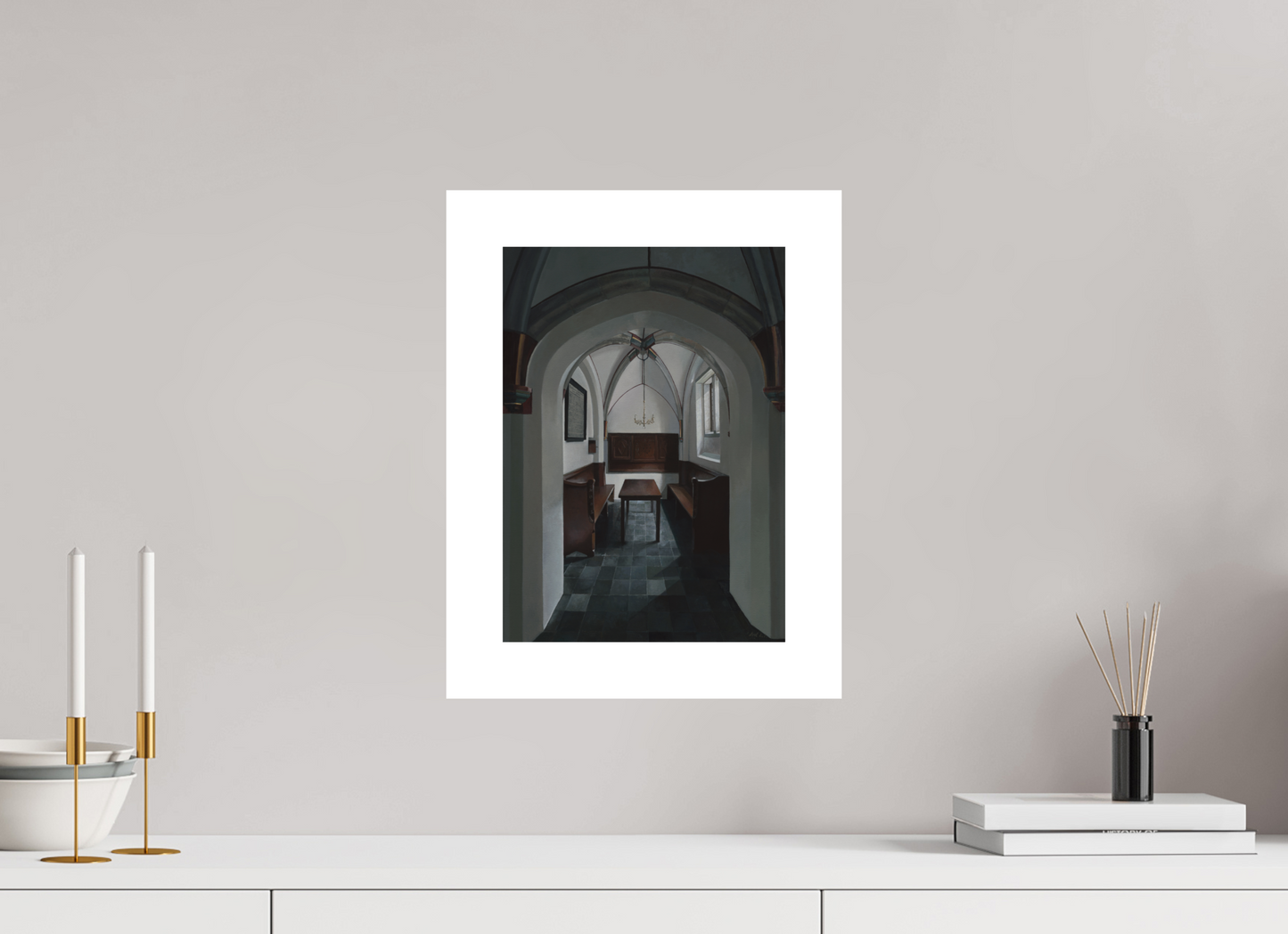 25 x 35 cm, Artprint op aquarelpapier Chapel of the Holy Spirit at the St. Bavochurch Haarlem