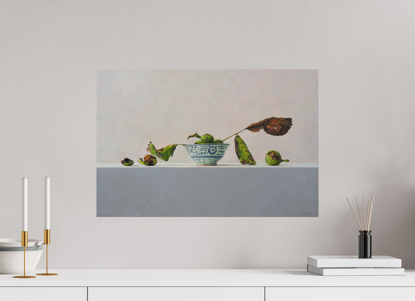 60,1 x 40 cm, Directdruk op dibond Walnuts in Chinese Bowl