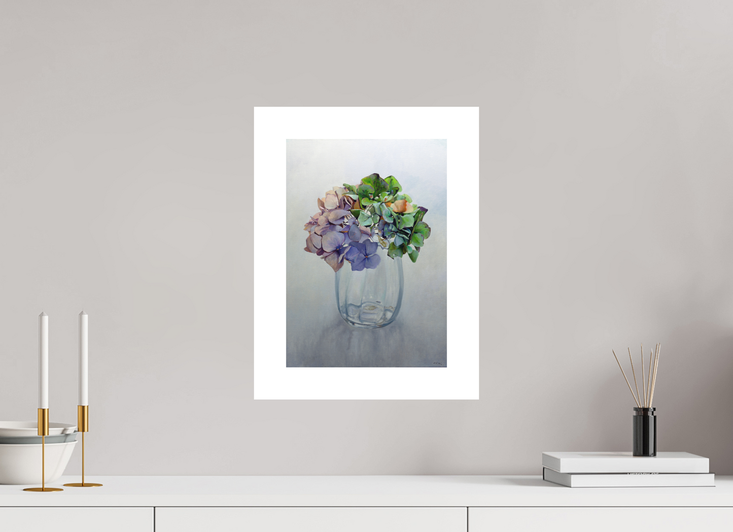 25 x 35,5 cm, Artprint op aquarelpapier Hortensia