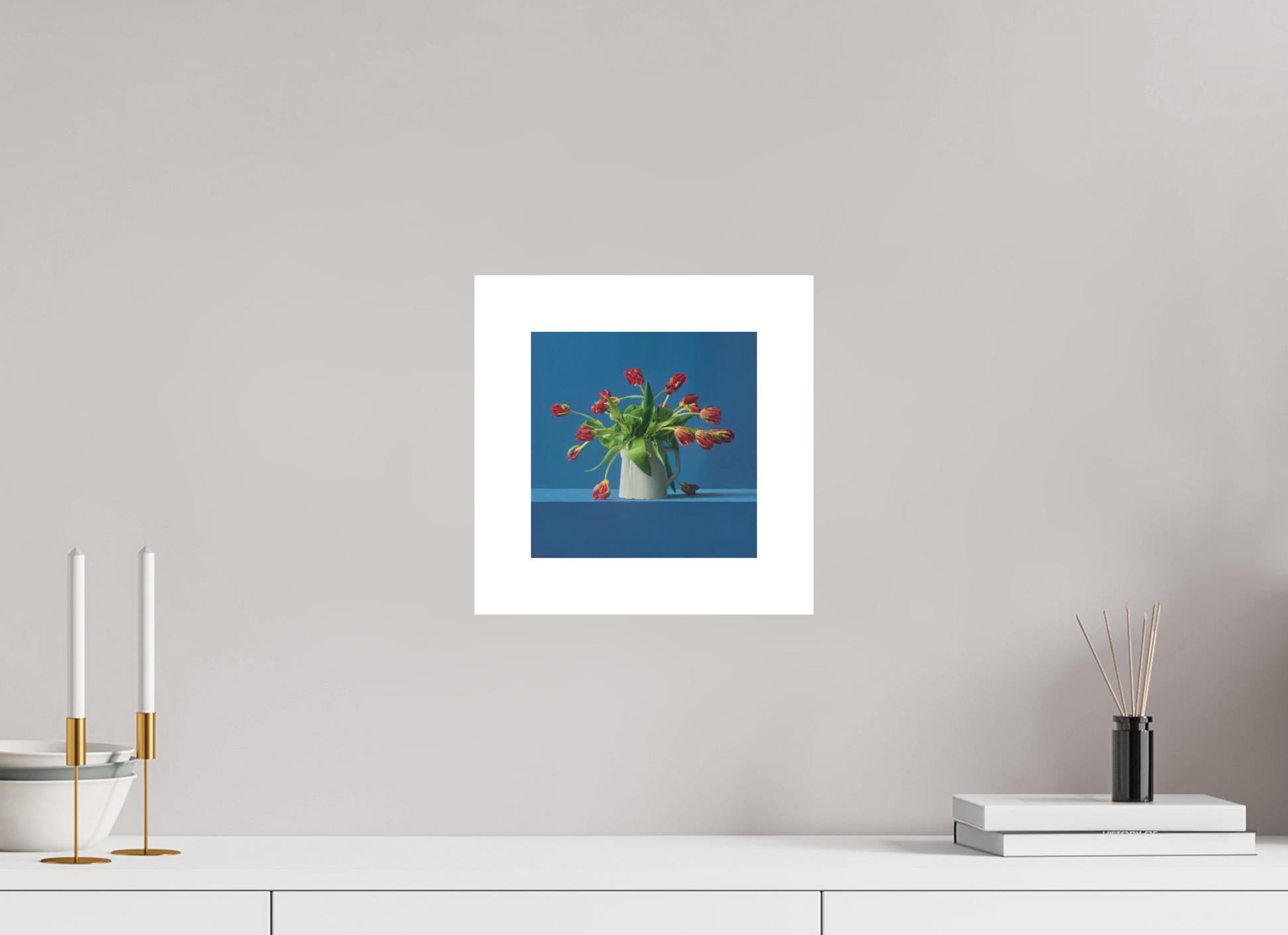 20 x 20 cm, Artprint op aquarelpapier Parrot Tulips