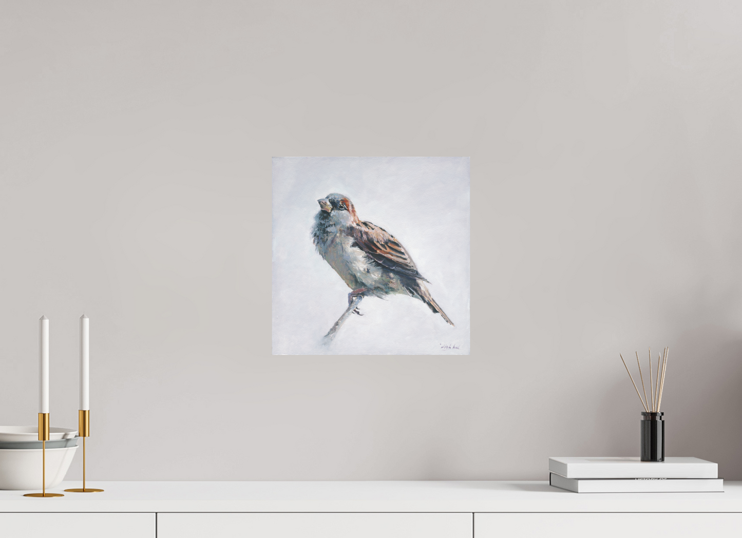 30 x 30 cm, Directdruk op dibond Sparrow