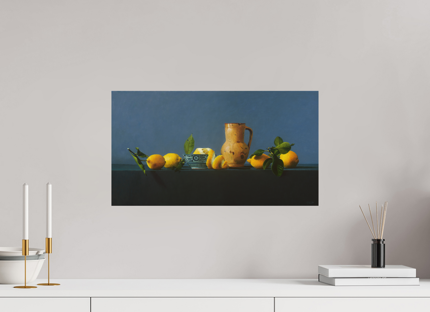 54,1 x 30 cm, Directdruk op dibond Lemons and Pottery