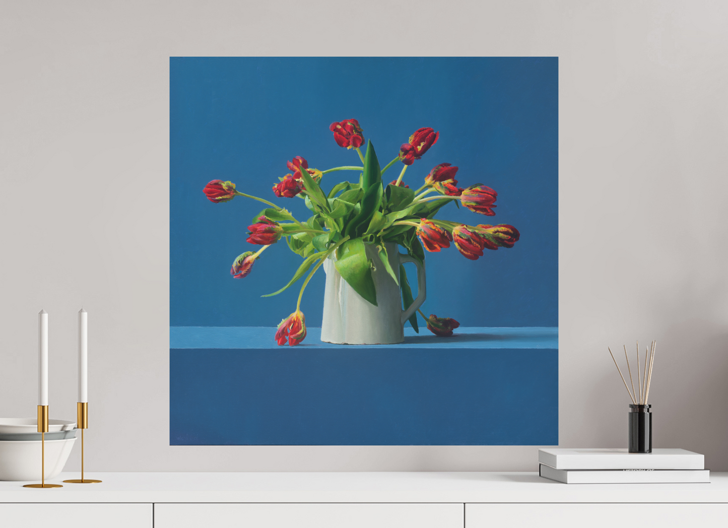 60 x 60 cm, Directdruk op dibond Parrot Tulips