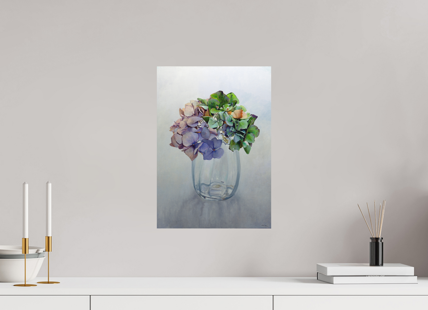 30 x 42,6 cm, Directdruk op dibond Hortensia
