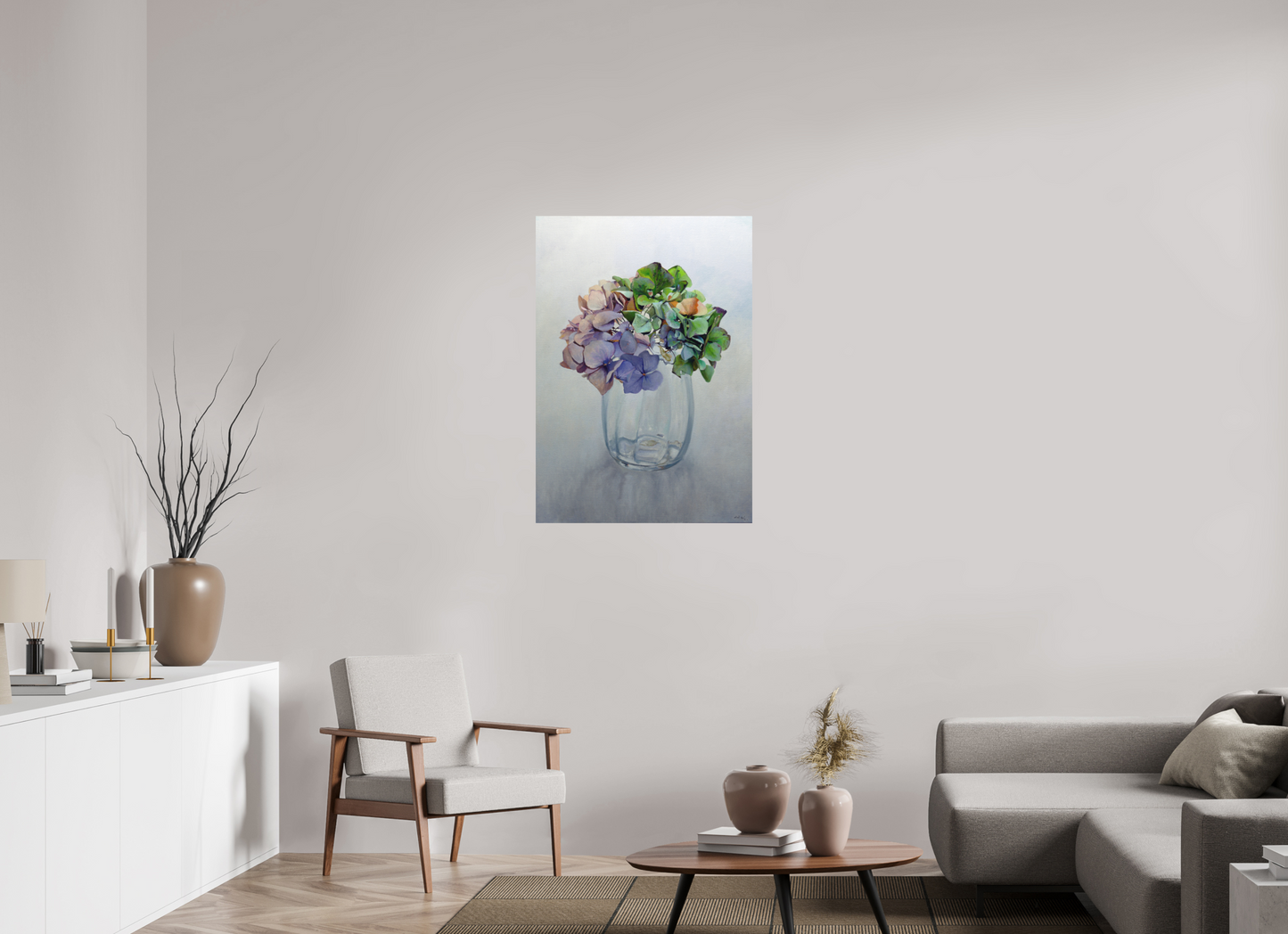 70 x 99,3 cm, Directdruk op dibond Hortensia
