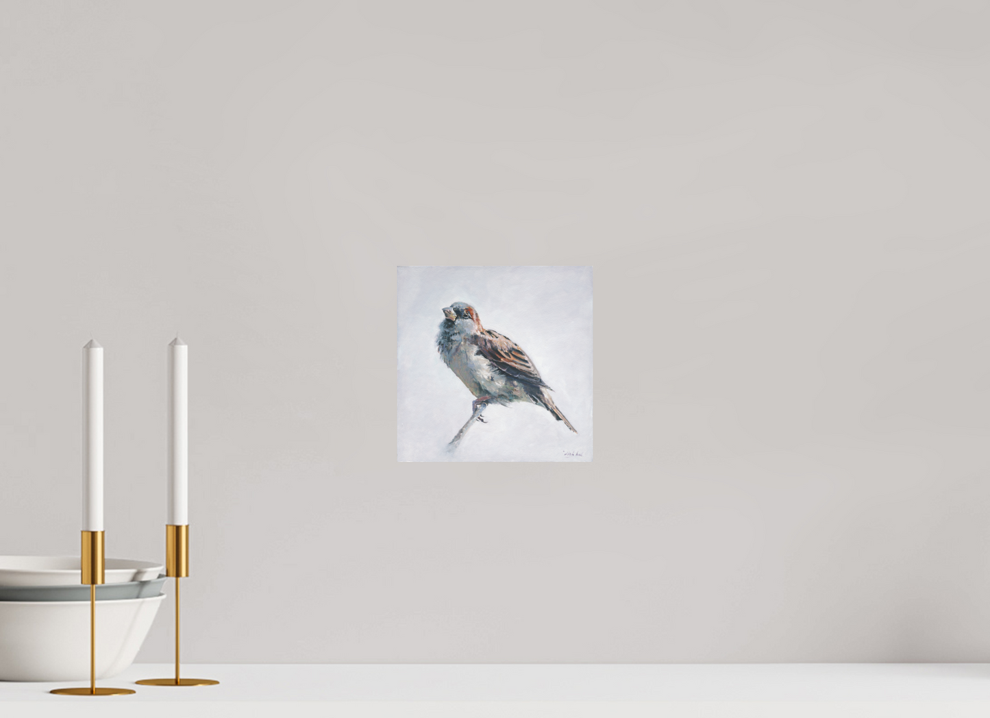 20 x 20 cm, Directdruk op dibond Sparrow