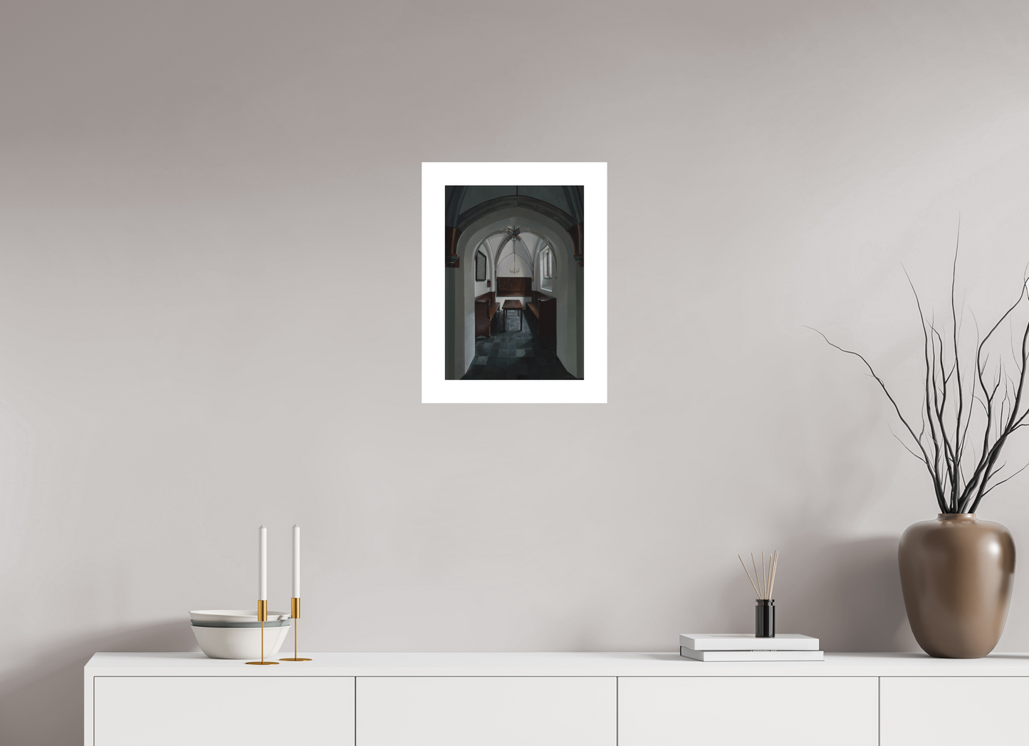 30 x 42 cm, Artprint op aquarelpapier Chapel of the Holy Spirit at the St. Bavochurch Haarlem