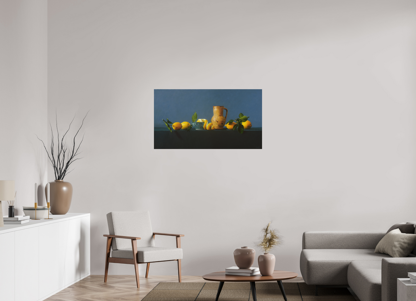 108,2 x 60 cm, Directdruk op dibond Lemons and Pottery