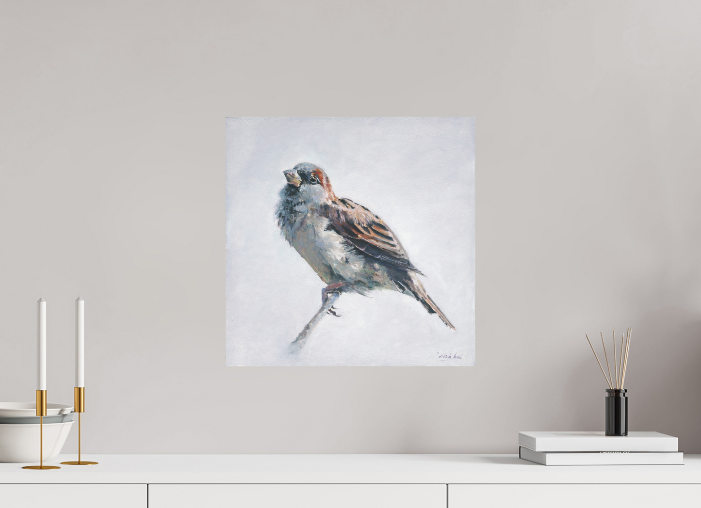 40 x 40 cm, Directdruk op dibond Sparrow