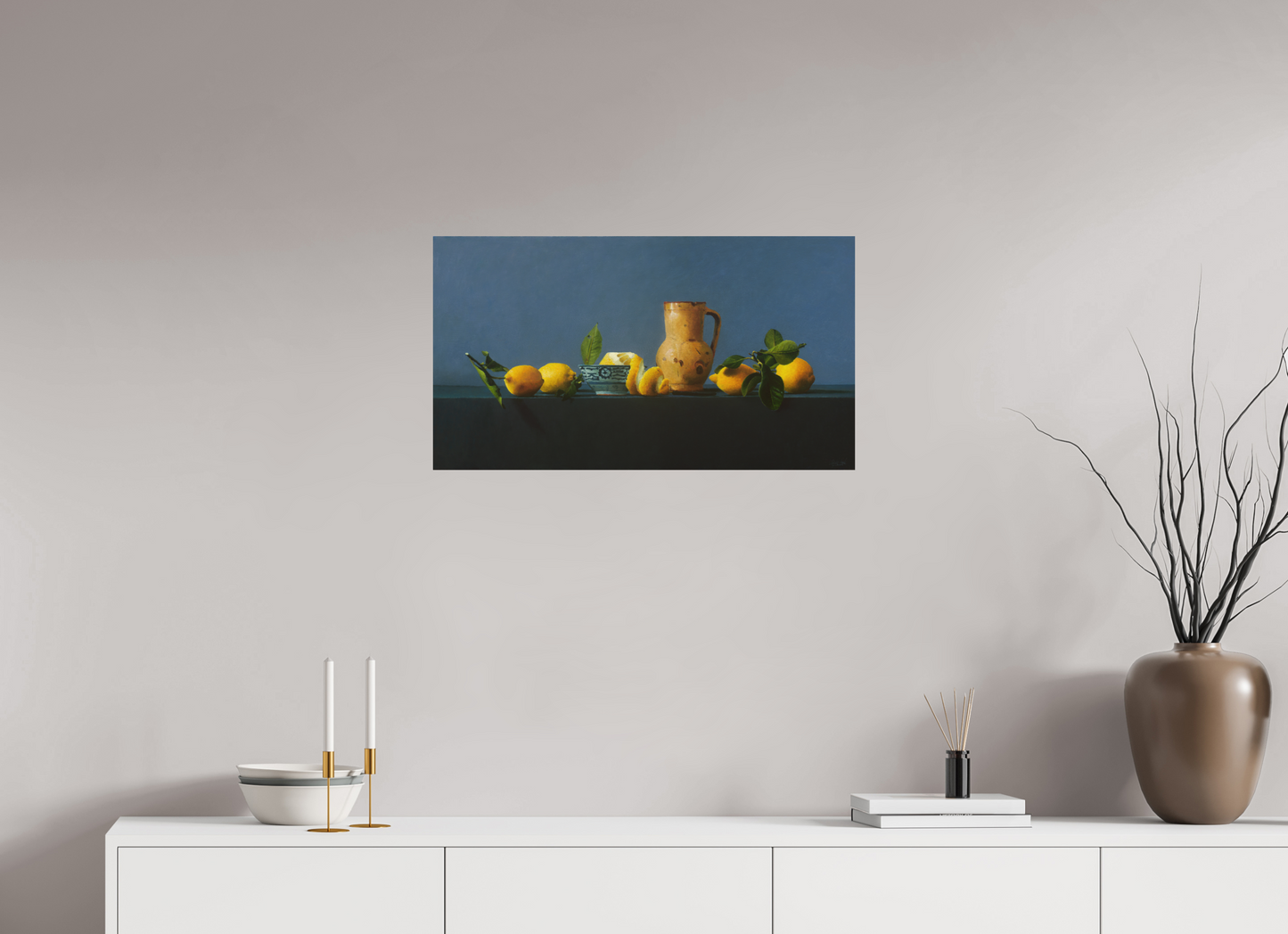 72,2 x 40 cm, Directdruk op dibond Lemons and Pottery