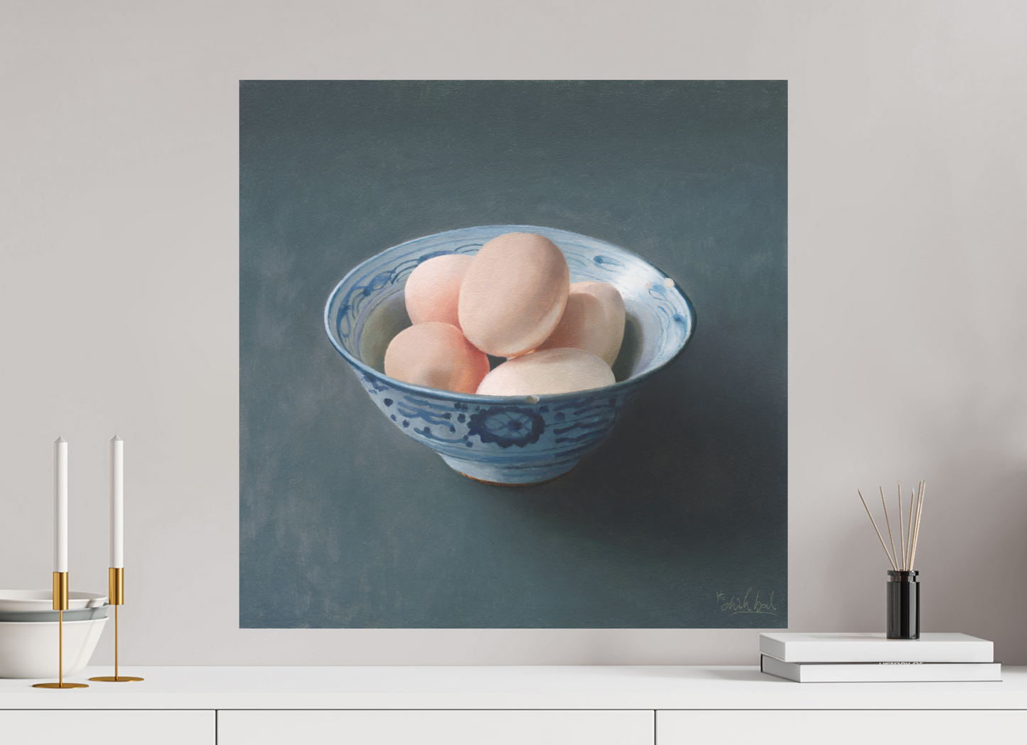 60 x 60 cm, Directdruk op dibond Eggs in a Chinese Bowl
