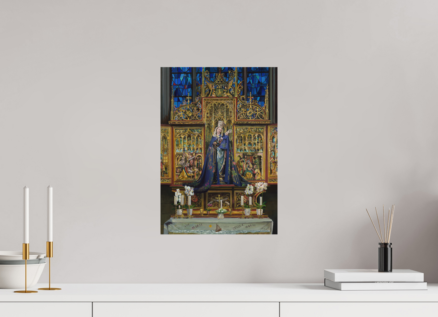 30 x 43 cm, Directdruk op dibond Stella Maris altar Maastricht