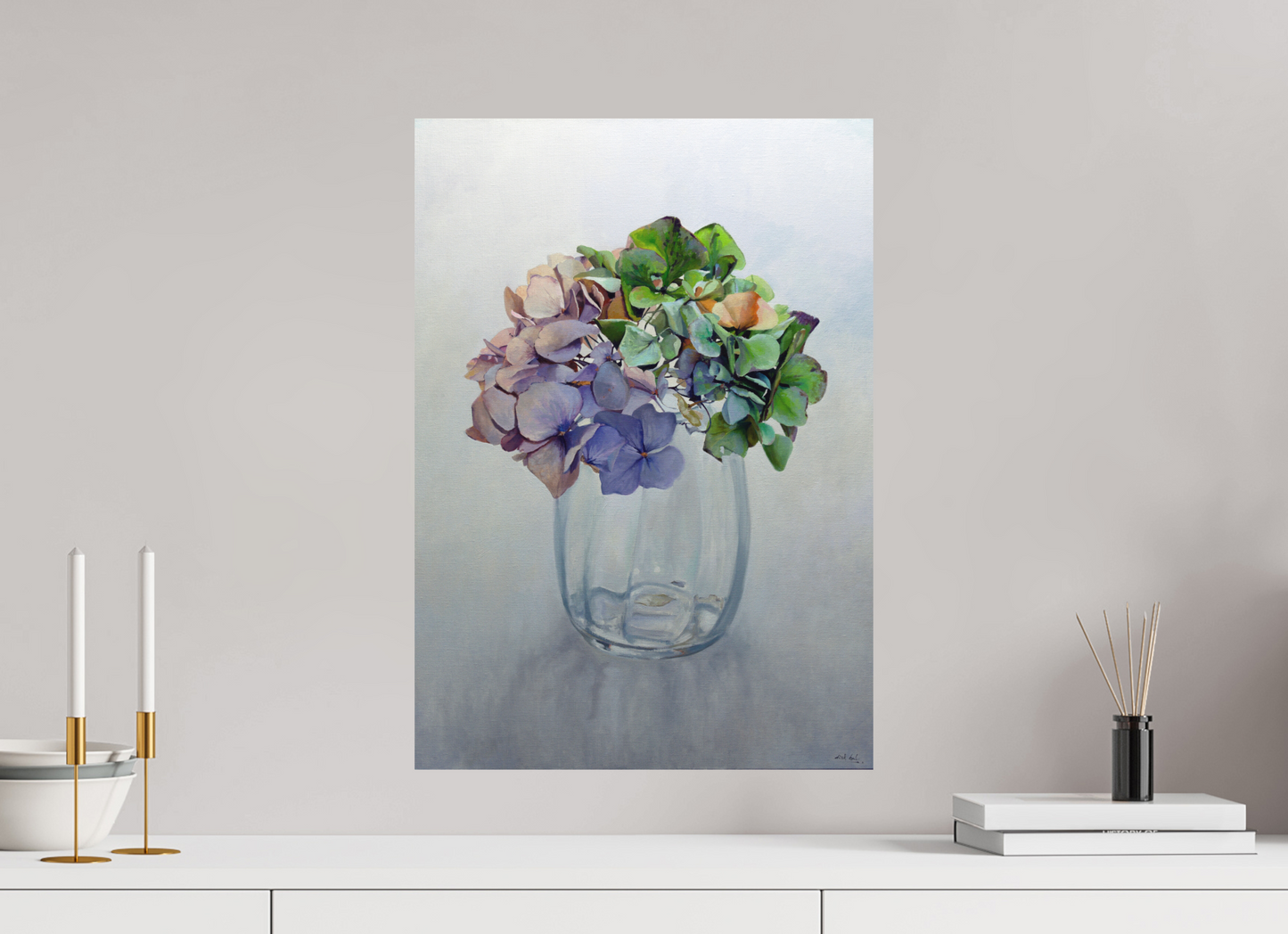 40 x 56,8 cm, Directdruk op dibond Hortensia