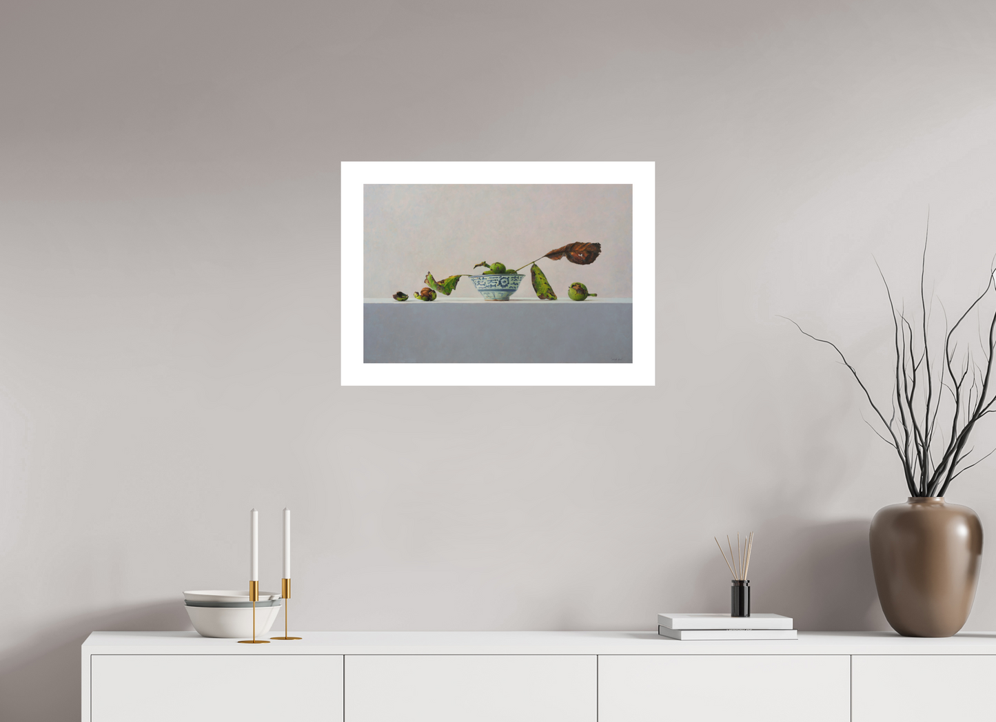 60 x 40 cm, Artprint op aquarelpapier Walnuts in a Chinese bowl