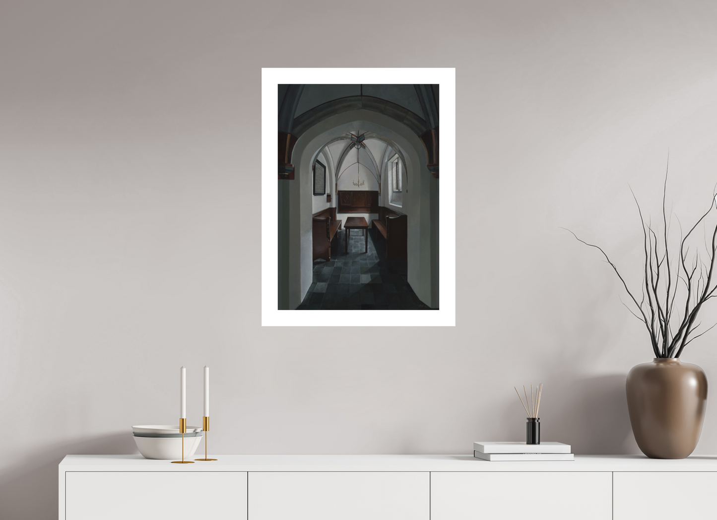 50 x 70 cm, Artprint op aquarelpapier Chapel of the Holy Spirit at the St. Bavochurch Haarlem