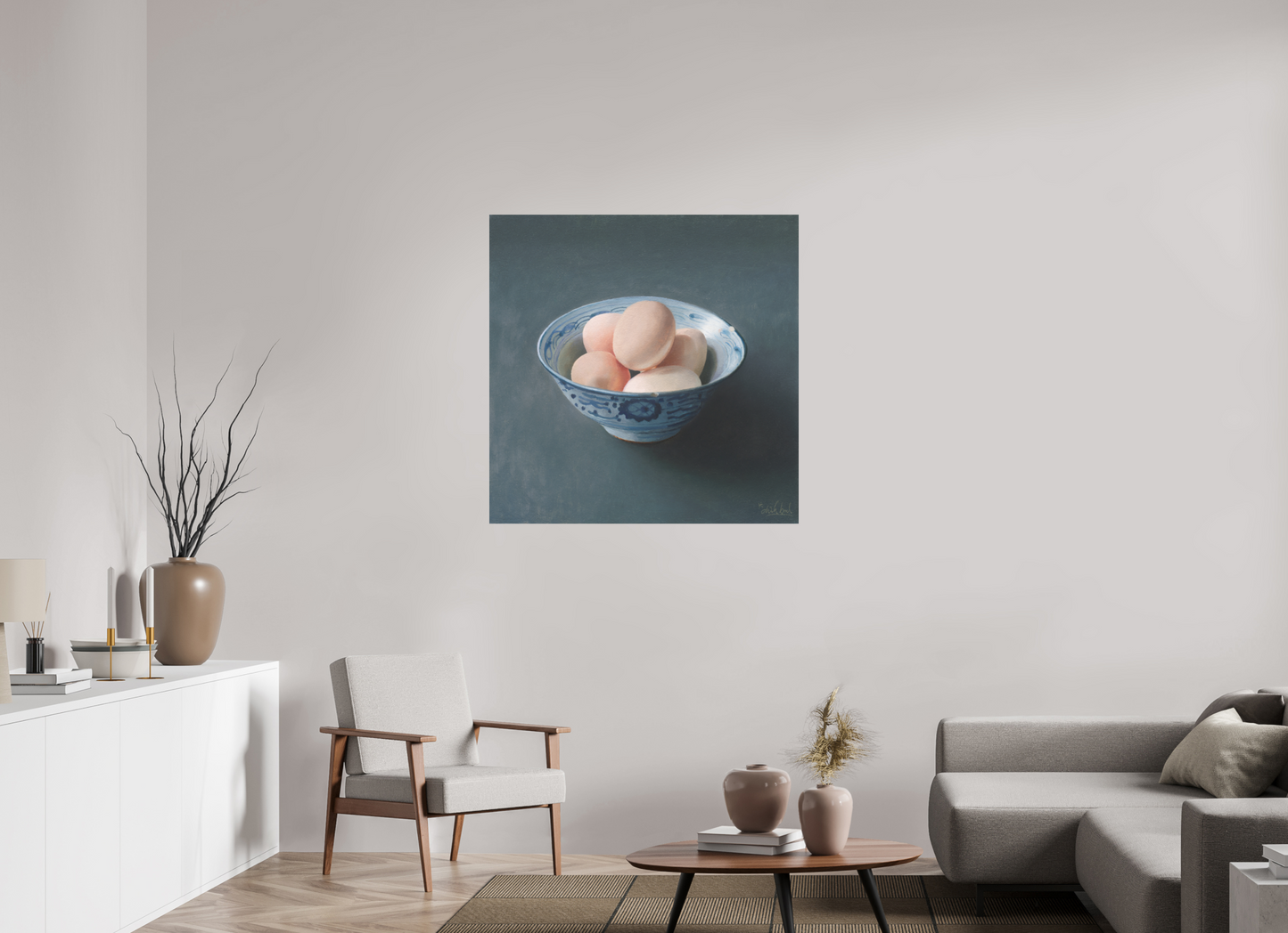 100 x 100 cm, Directdruk op dibond Eggs in a Chinese Bowl