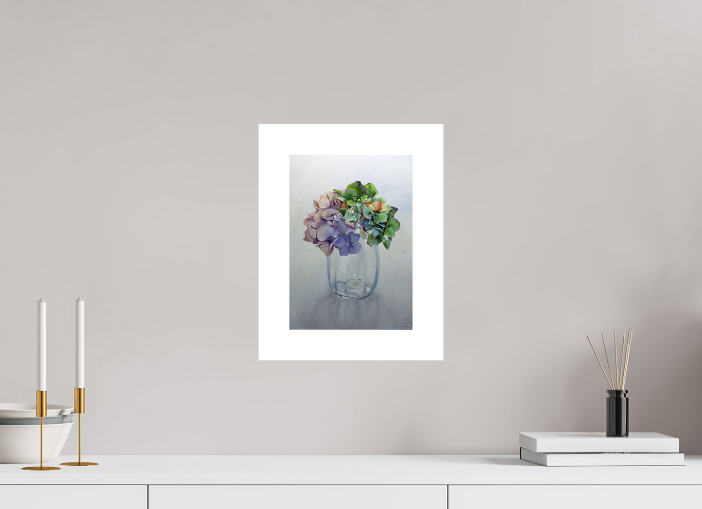 20 x 28,4 cm, Artprint op aquarelpapier Hortensia