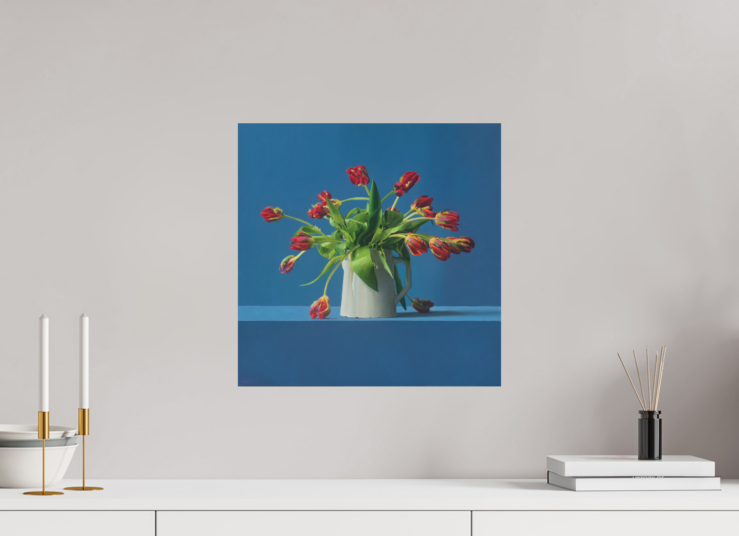 40 x 40 cm, Directdruk op dibond Parrot Tulips