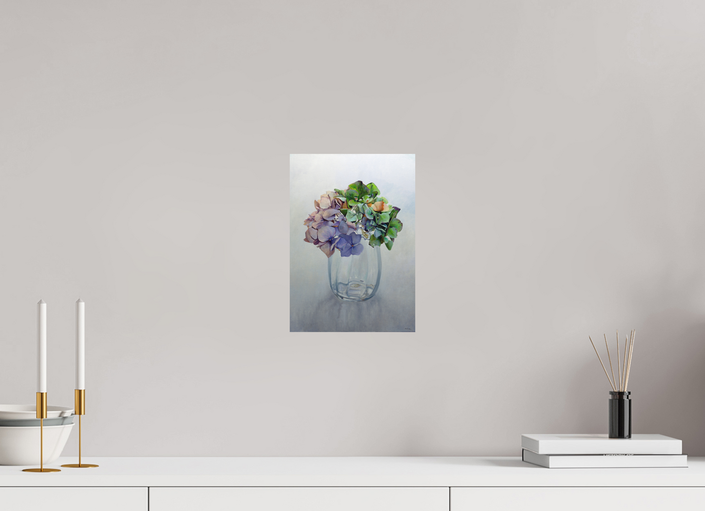 20 x 28,4 cm, Directdruk op dibond Hortensia